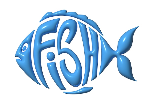 Photo text stylized as a fish stylish design for a brand label or advertisement