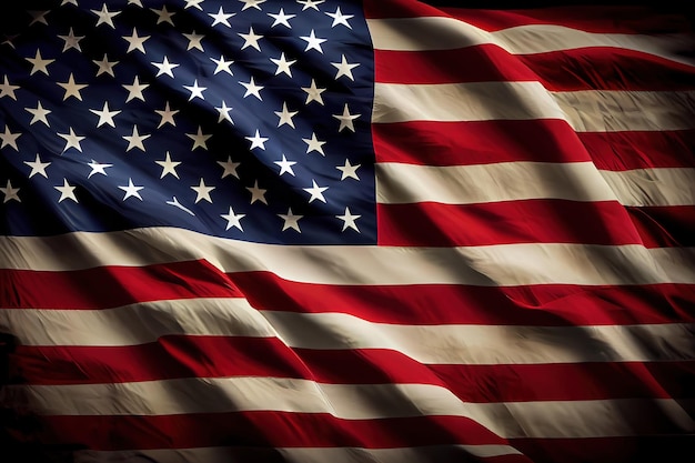 Text Thank A Veteran Today on black background near American flag Generative Ai