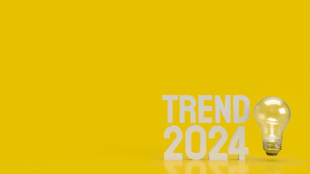 Photo the text trend 2024 and light bulb on yellow background 3d rendering