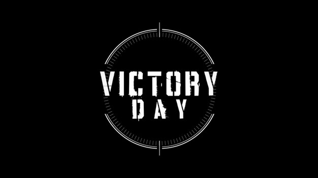 Text Victory Day on military background with aim