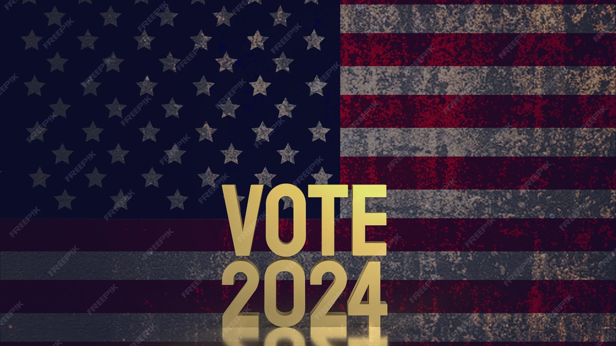 Premium Photo Text vote 2024 on united stage of america flag 3d rendering