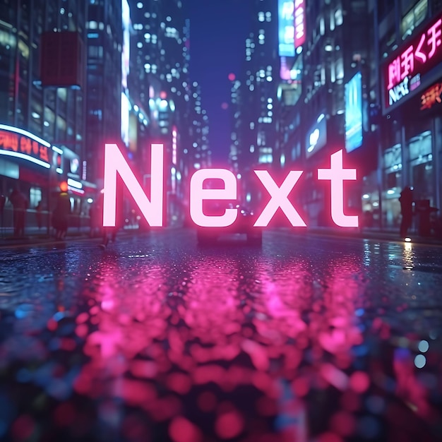 Foto next text with glitch effect and futuristic style font text creative live stream background idea