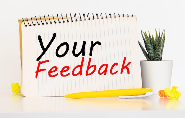 text your feedback matters on white paper background