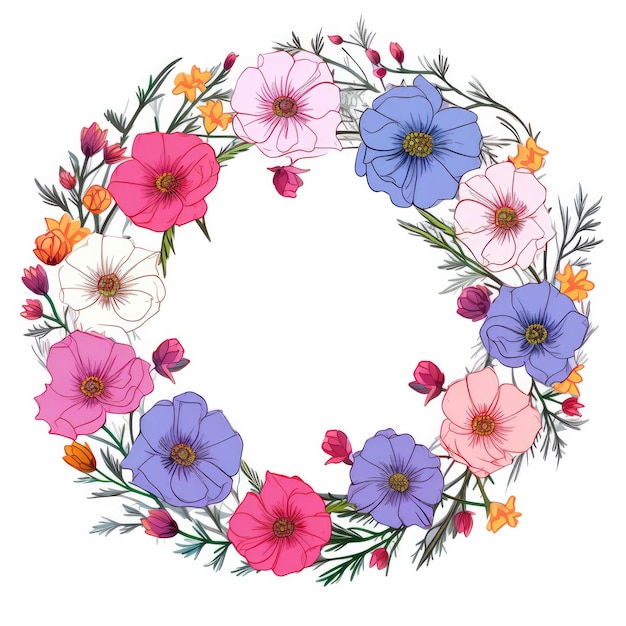 TextFriendly Flower Wreaths Autumn Wreaths Floral Delight Minimalist HandDrawn Floral Border