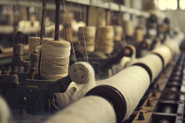 Foto spazio di copia del processo di lavoro della fabbrica tessile