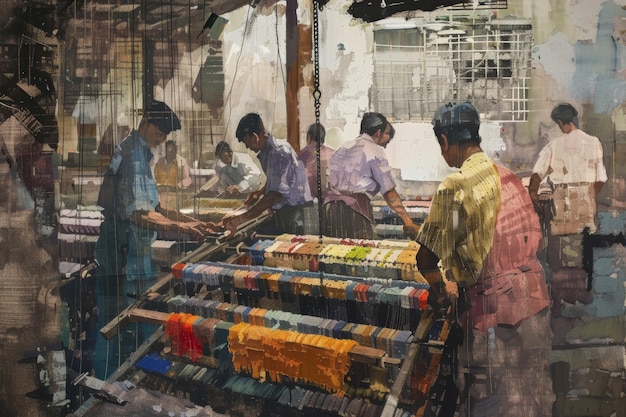 Рабочий процесс текстильной фабрики Копирование пространства