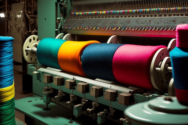 Textile industry machine loom clothing production fibers for sewing