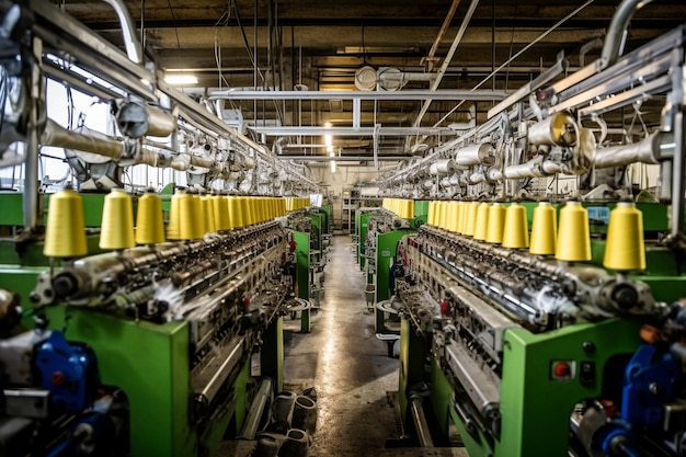 textile industry machinery in a modern workshop highlighting the intricate details and mechanisms