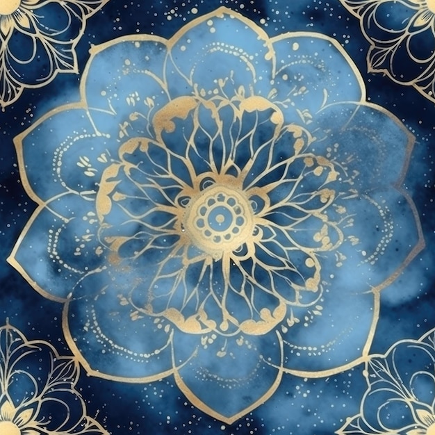 青色の背景を持つテキスタイル パターン画像
