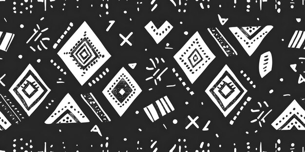 Photo textile pattern with geometric shapes in blackandwhite on a grey background