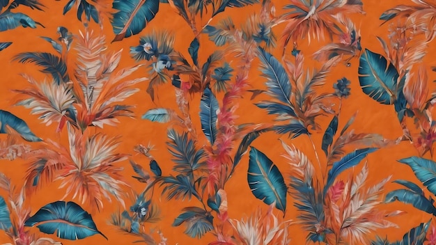 Photo textile ready impressive print swimwear fabric wallpaper wrapping orange divine boho chic summer des