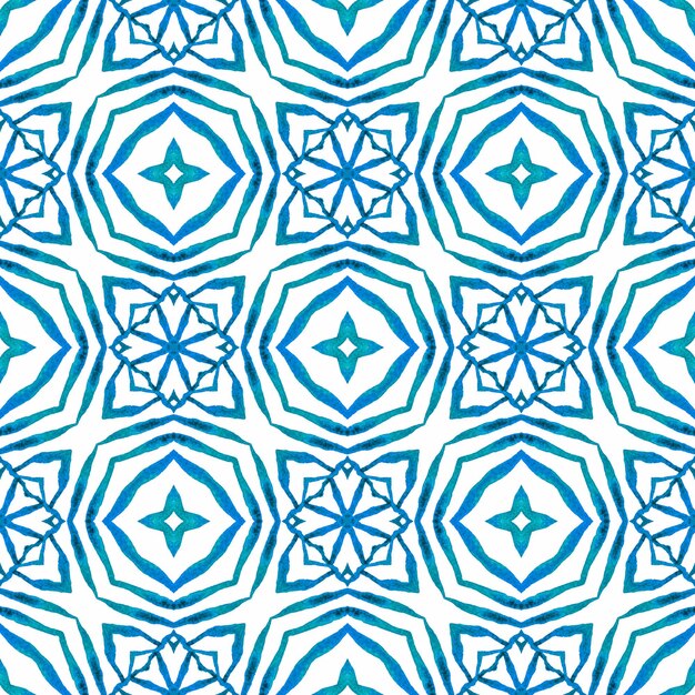 Textile ready likable print, swimwear fabric, wallpaper, wrapping. Blue fancy boho chic summer design. Summer exotic seamless border. Exotic seamless pattern.