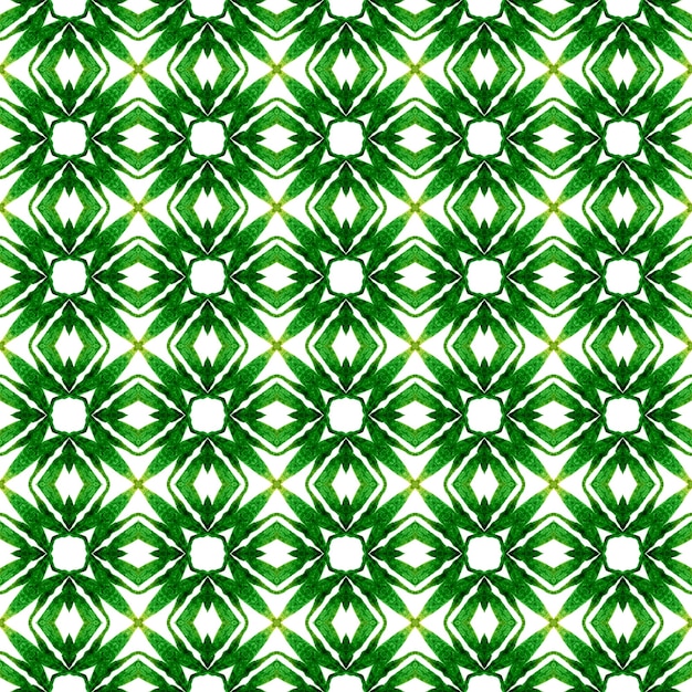 Текстиль готов, оптимальный принт, ткань для купальников, обои, упаковка. Зеленый изумительный летний дизайн в стиле бохо-шик. Модная органическая зеленая граница. Органическая плитка.