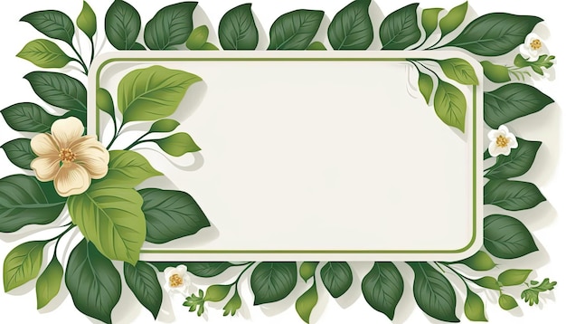 Textile repeat pattern of green leaf frame with flower white background vector illustration Made by AIArtificial intelligence