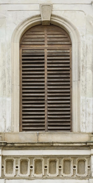 Texture of aged wooden window of ancient medieval building