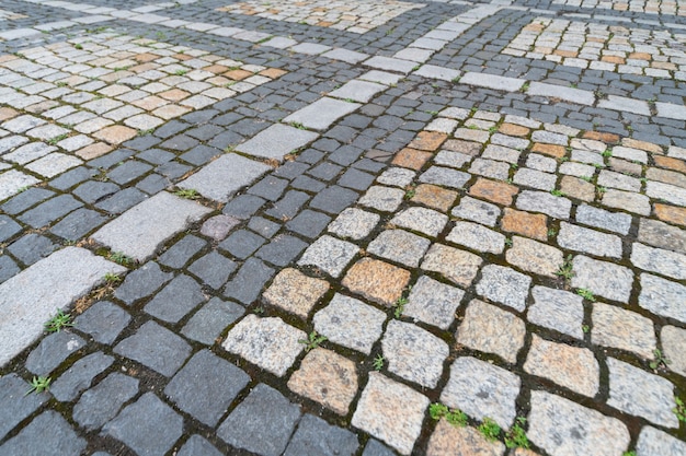 Texture of ancient german cobblestone in city downtown