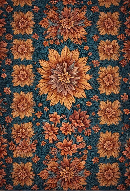 texture background a blue and orange floral pattern