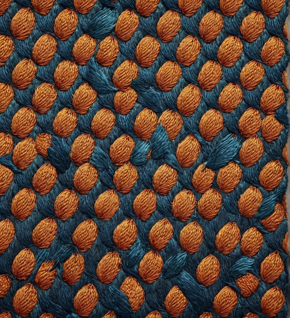 Photo texture background a blue and orange rug with a pattern of oranges