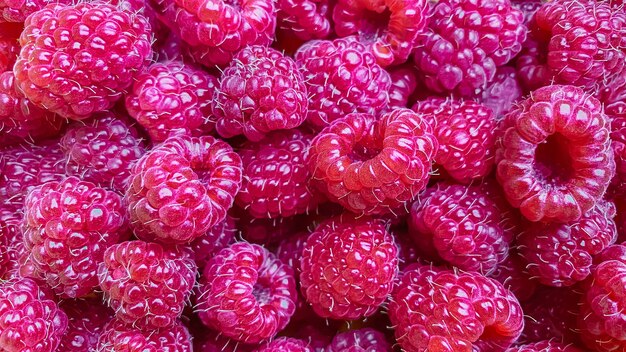 Texture background from a large number of raspberries natural berry background