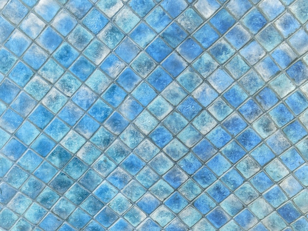 Texture background of small square ceramic tile. different shades of blue color