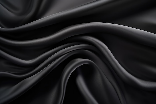 Texture of black silk fabric smooth lines