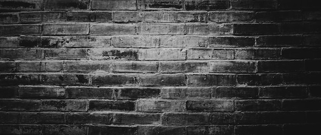 Texture black and white grungy brick wall background