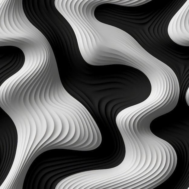Текстура Черно Белая Бумага Гладкие Кривые Супер Детали Бесшовный Фон Генеративный AI