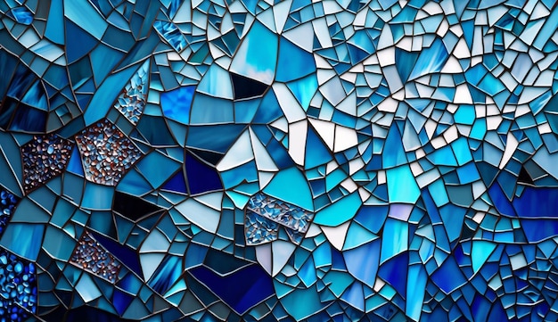 Texture blue stone glass turquoise mosaic tiles abstract background AI Generated Art