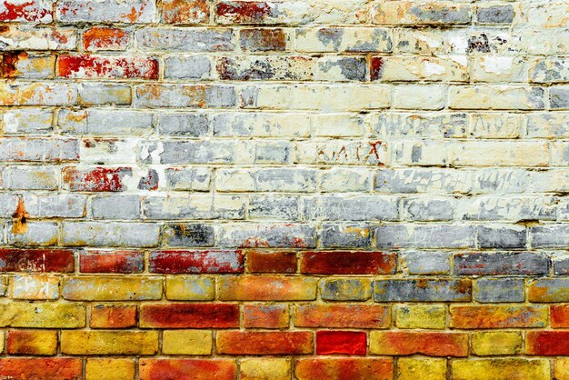 Texture of a brick wall with cracks and scratches which can be used as a background