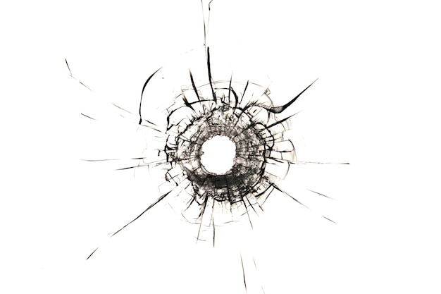 The texture of broken glass. Bullet hole