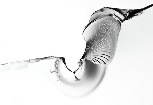 Texture of broken glass, macro photo on white background.