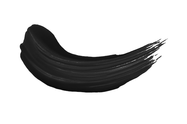 고립 된 흰색 배경에 검은 색 페인트의 텍스처 브러시 스트로크