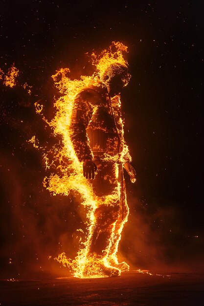 Photo texture burning effigy with large orange and yellow flames fire prov effect fx overlay design art