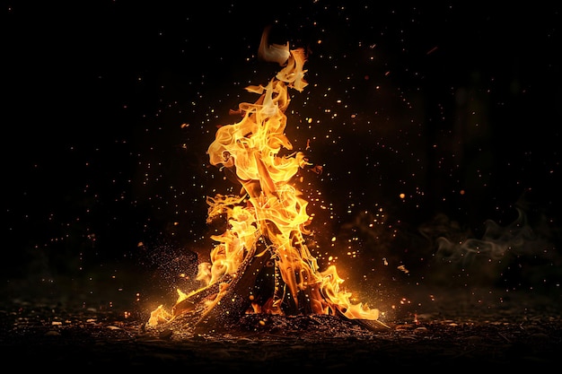 Texture Burning Effigy With Large Orange and Yellow Flames Fire Prov Effect FX Overlay Design Art