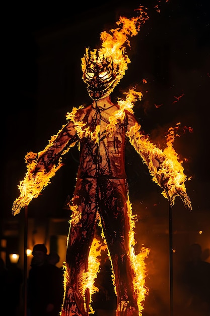 Texture Burning Effigy With Large Orange and Yellow Flames Fire Prov Effect FX Overlay Design Art