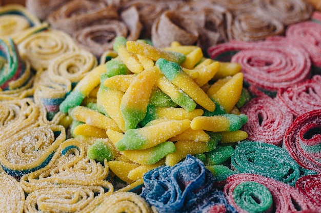 Foto struttura del primo piano dei dolci della marmellata di gelatina da masticare