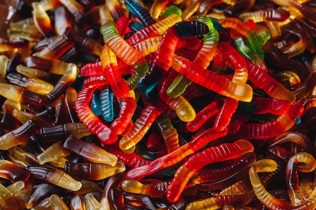 Texture of chewing jelly marmalade sweets closeup