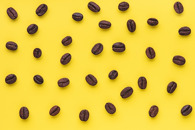 texture coffee bean on yellow background