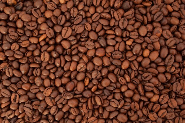 Texture coffee beans closeup