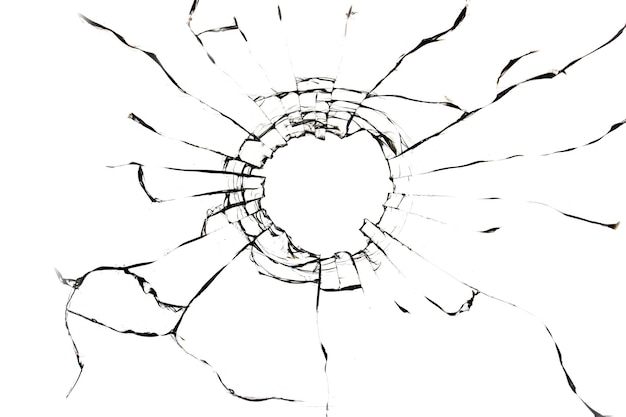 texture of cracks of broken glass on a white background broken window effect for design
