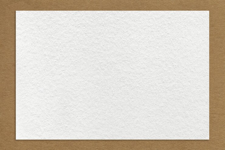 Photo texture of craft white color paper background with brown border macro structure of vintage dense kraft cardboard