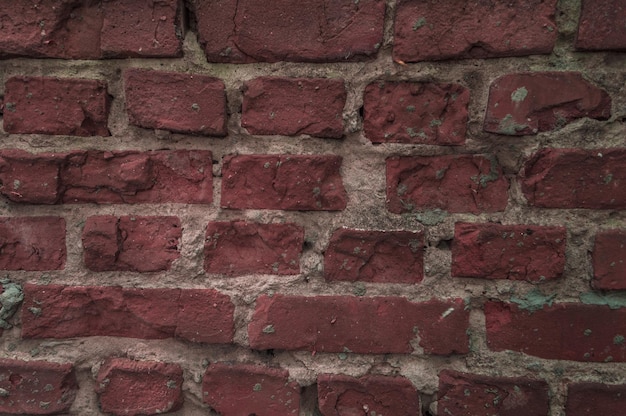 Texture of dirty wall from dark  red bricks closeup