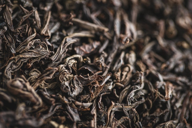 Texture of dry black tea leaves