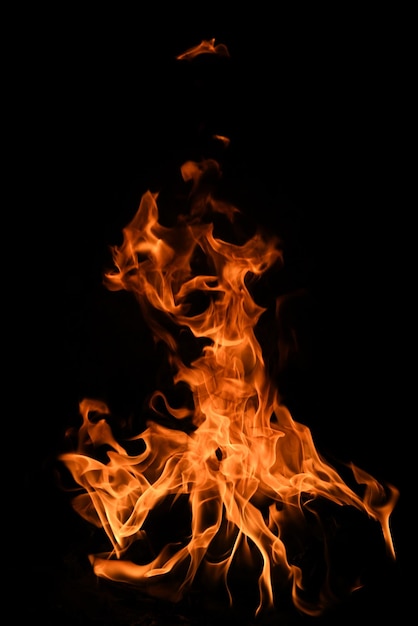 Texture of fire on a black background abstract fire flame background large burning fire