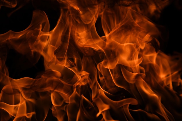 Texture of fire on a black background abstract fire flame background large burning fire