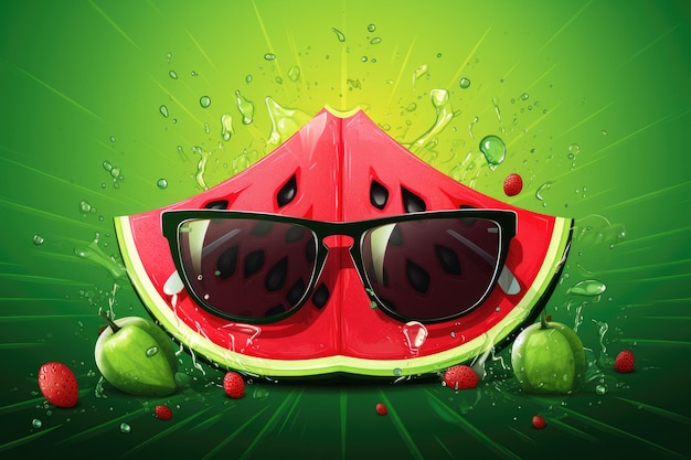 Photo texture of fresh red watermelon slicesin shape of glasses of summer food generative ai