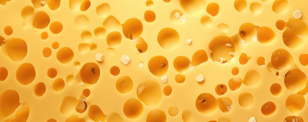 Photo texture of gold luxury cheese with holes in cheese pattern panorama generative ai