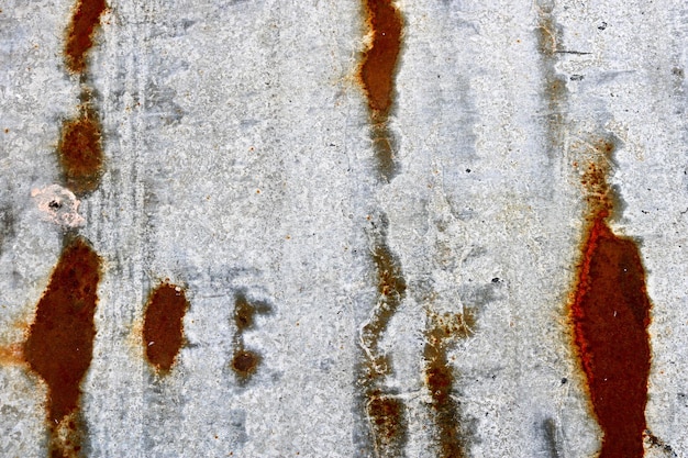 Texture of gray old shabby oxidized metal iron with rusty stripes and patterns background