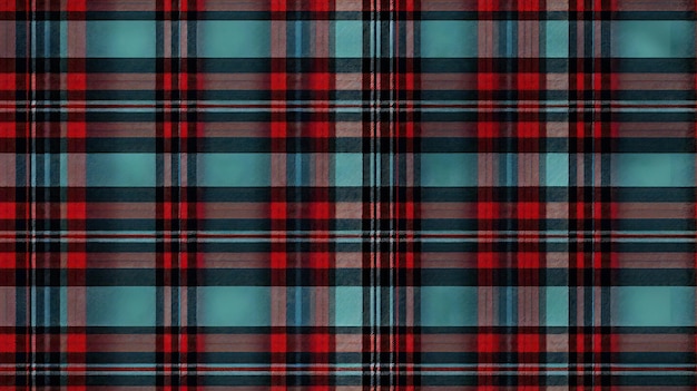 Texture of green tartan fabric in green and red colors