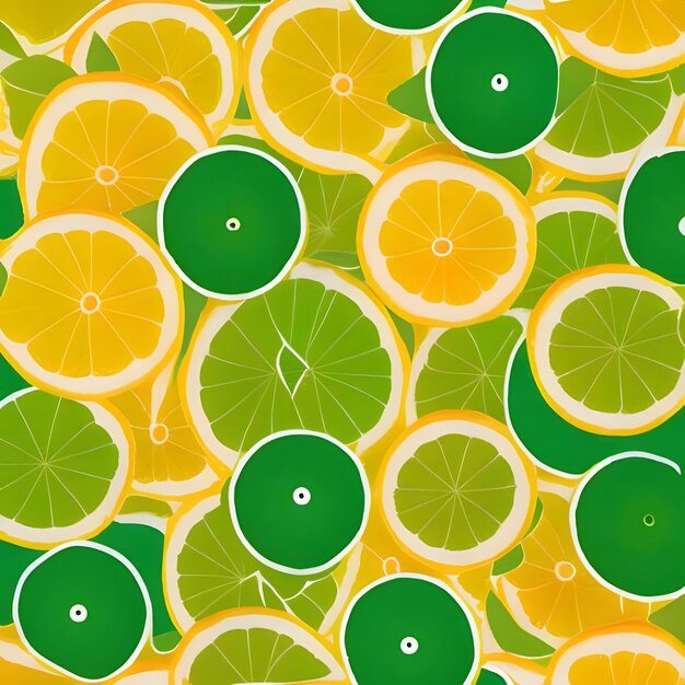 A texture of green and yellow citrus fruits that are